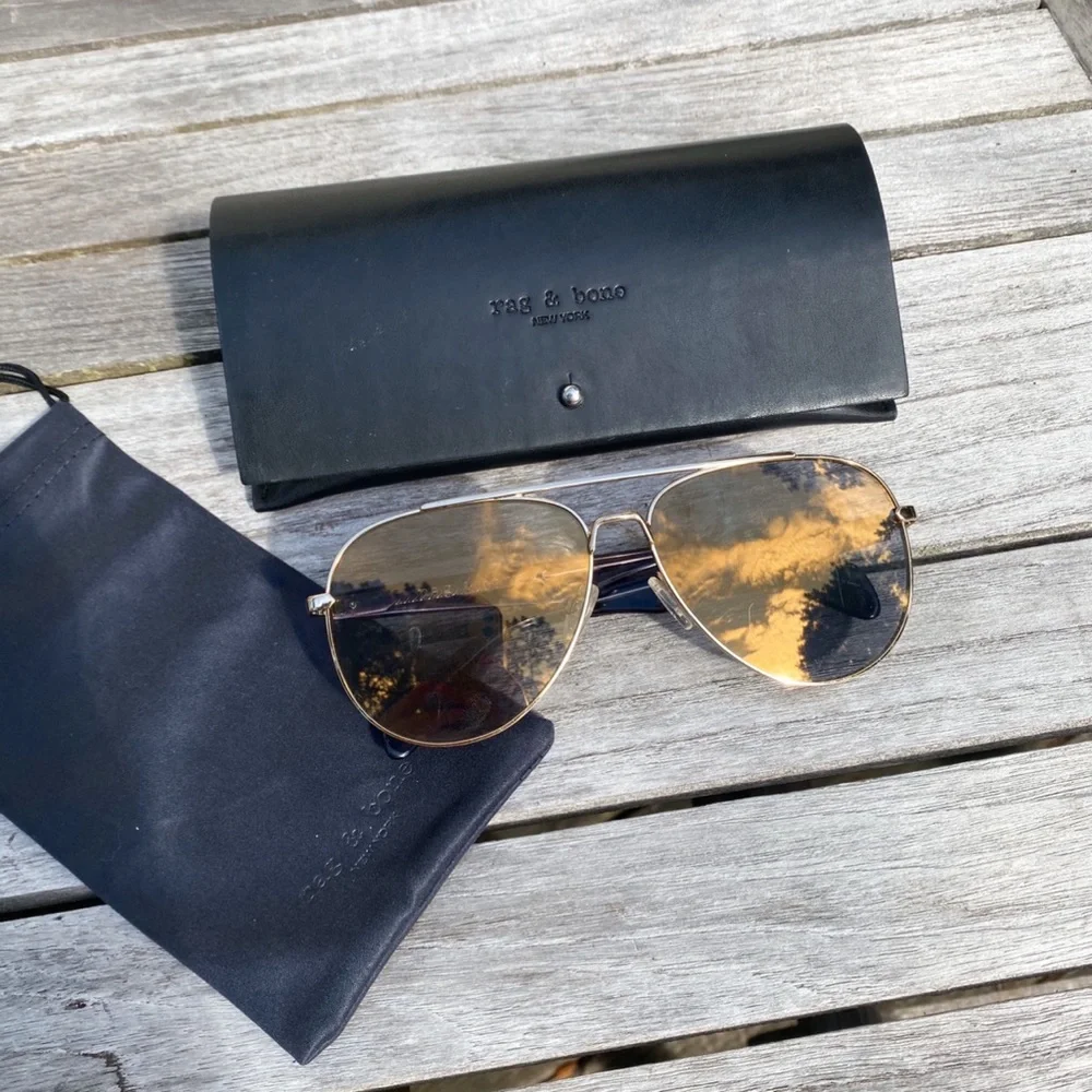 🕶 RAG & BONE YELLOW BLUE MIRRORED AVIATOR SUNNIES